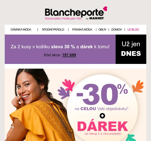 Blancheporte: -30 % + dárek k nákupu od 2 ks – červenec 2026 | Nuslet.cz