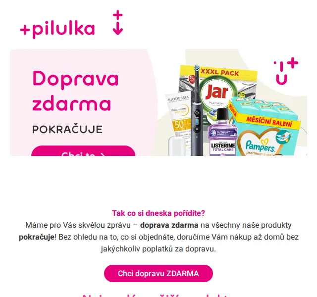 Pilulka: Doprava zdarma na všechny produkty – červenec 2026 | Nuslet.cz