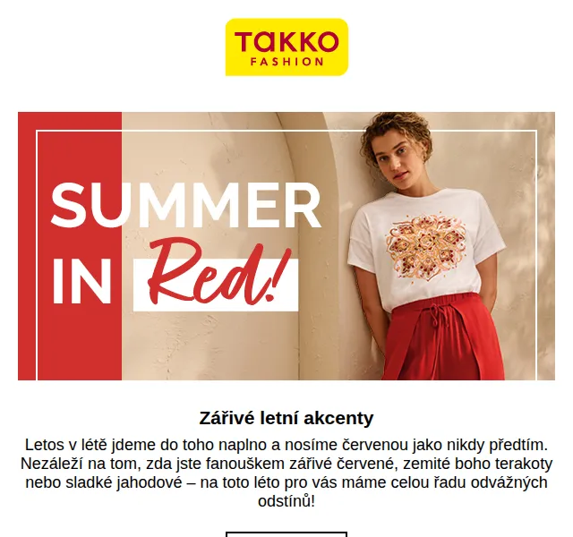 Takko Fashion: Červená paleta odstínů – červenec 2026 | Nuslet.cz