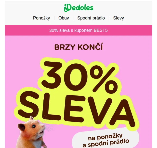 Dedoles: 30% sleva na ponožky a spodní prádlo – červenec 2026 | Nuslet.cz