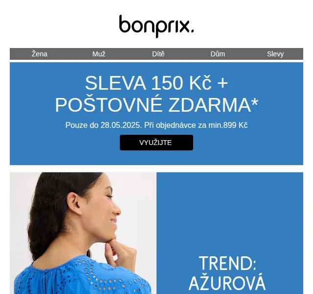 Bonprix: Sleva 150 Kč + poštovné zdarma – červenec 2026 | Nuslet.cz