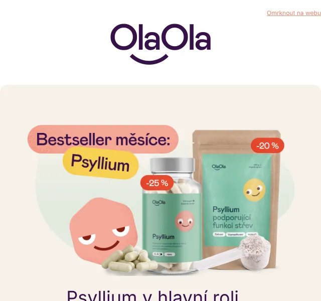 OlaOla: Psyllium sleva až 25 % – srpen 2026 | Nuslet.cz