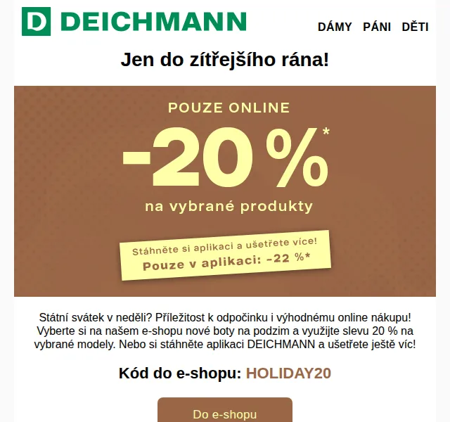 DEICHMANN: -20 % na e-shopu – září 2025 | Nuslet.cz