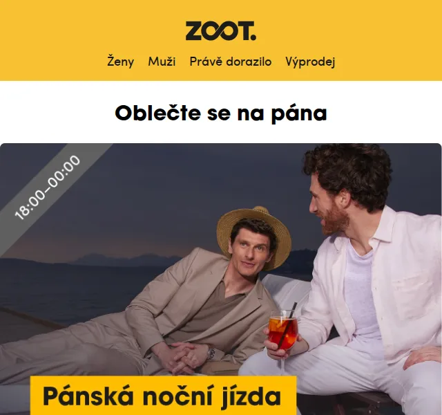 ZOOT: pánská jízda s extra 30% slevou – červen 2026 | Nuslet.cz