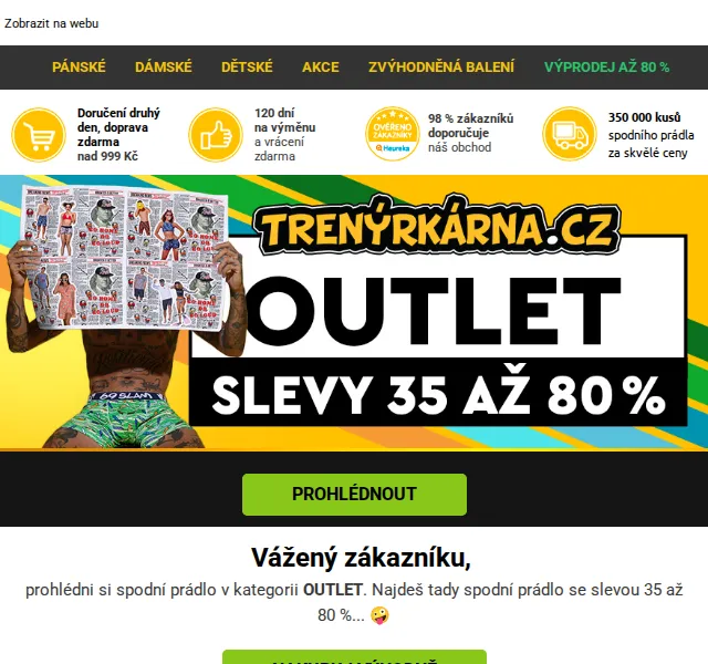Trenýrkárna.cz: Outlet se slevou 35–80 % – červen 2026 | Nuslet.cz