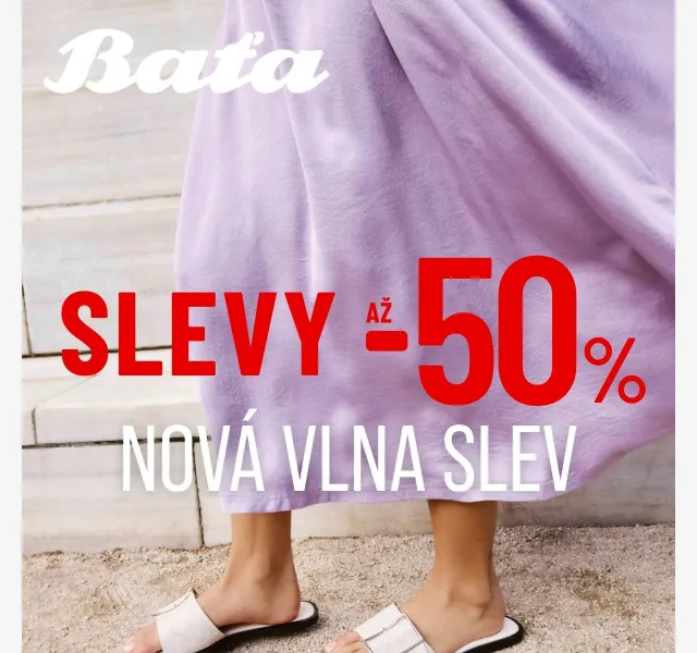 Baťa: slevy až -50 % + extra -20 % – červenec 2026