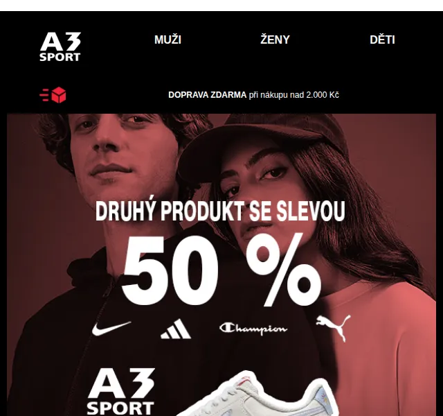 A3SPORT.CZ: Druhý kousek za -50 % – duben 2026 | Nuslet.cz