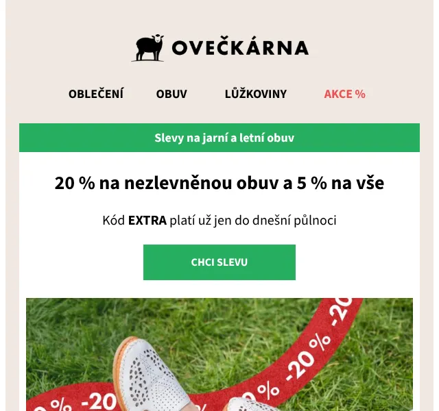 Ovečkárna: Slevy na boty a oblečení –25 % + kód – květen 2026