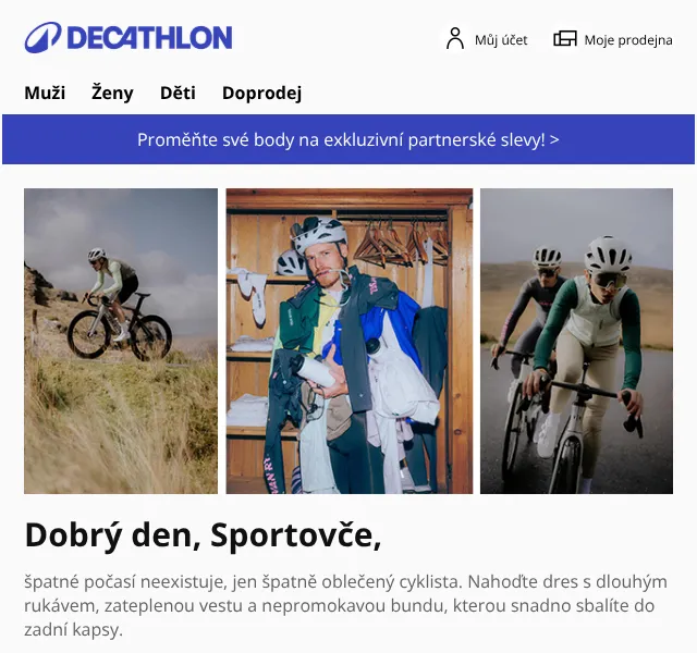 Decathlon: Cyklistické oblečení od 379 Kč – Srpen 2026
