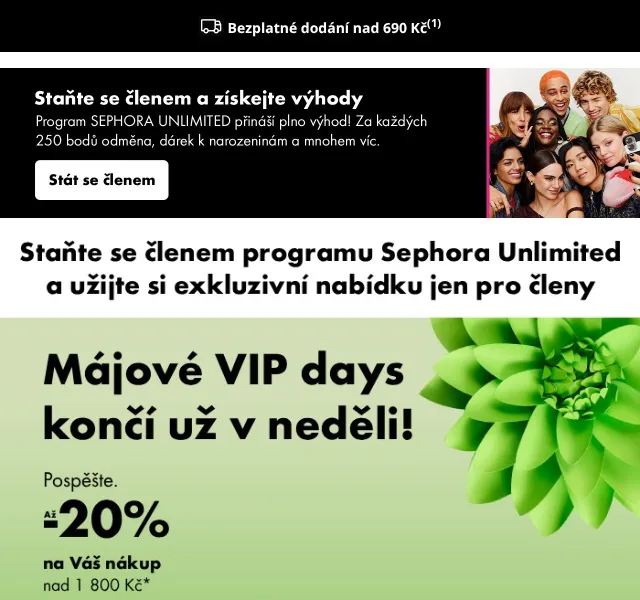 Sephora: sleva až 20 % pro nové členy – květen 2026
