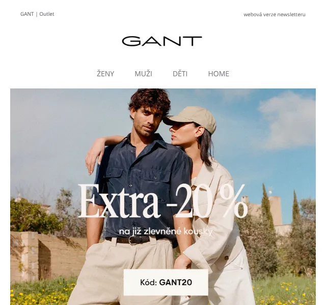 GANT: Extra 20 % na outlet – květen 2026 | Nuslet.cz