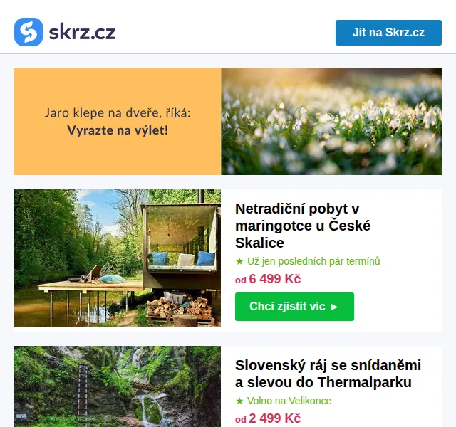 Skrz: Jarní pobyty od 1 729 Kč – červen 2026 | Nuslet.cz