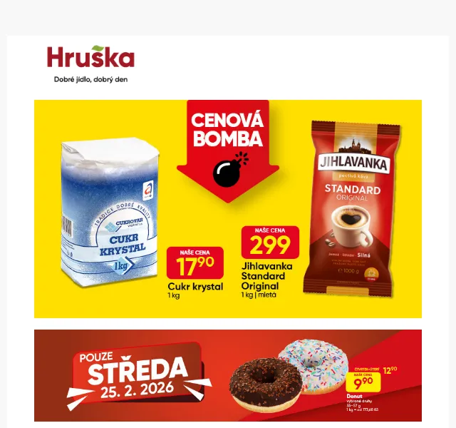 Hruška: Cukr krystal 17,90 Kč – červenec 2026 | Nuslet.cz