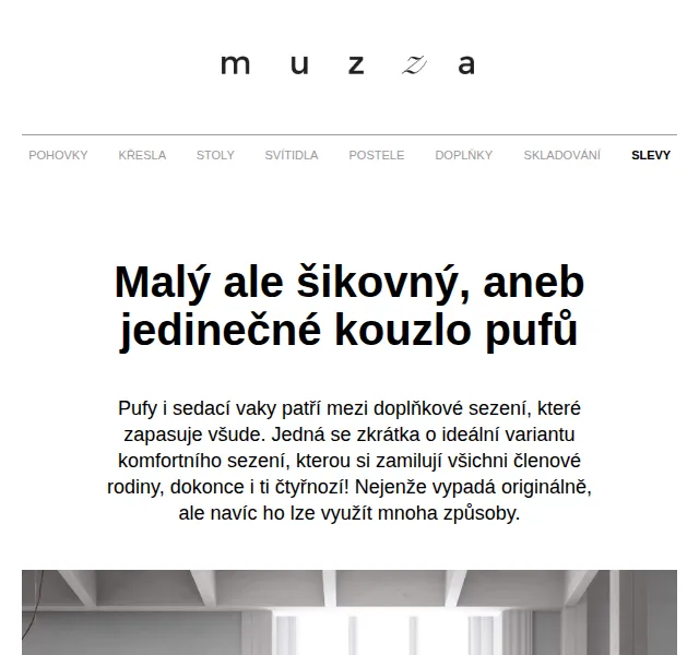 MUZZA: Pufy a sedací vaky – červen 2026 | Nuslet.cz