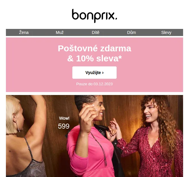 bonprix: sleva 10 % a poštovné zdarma – prosinec 2026 | Nuslet.cz