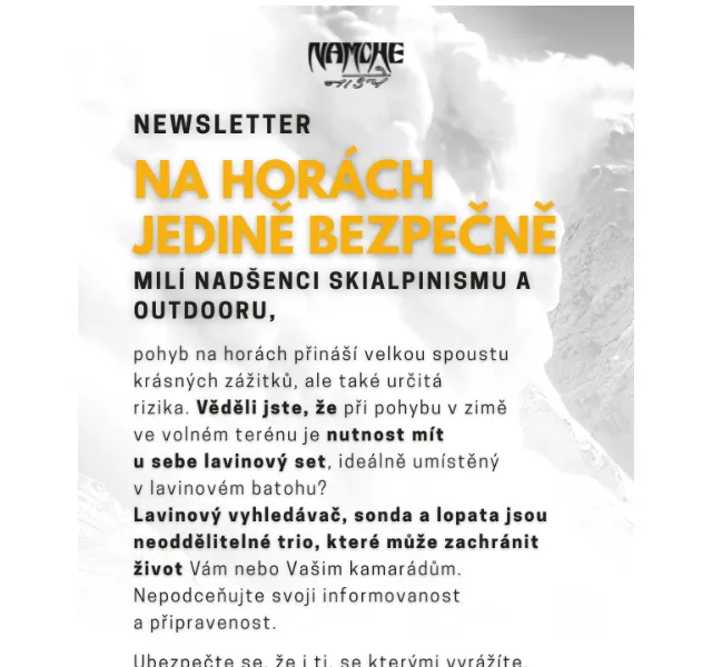 Namcheshop: Skialpinismus a lavinové sety – červen 2026 | Nuslet.cz