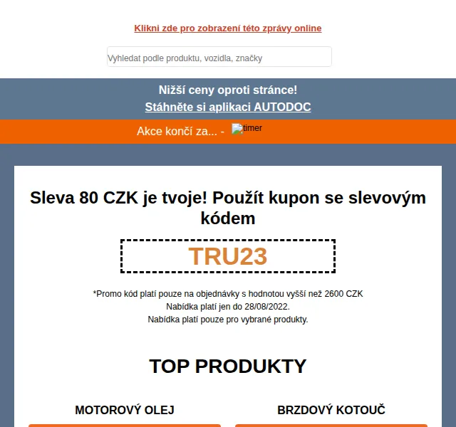 Autodoc.cz: Sleva 80 Kč na autodíly – červen 2026 | Nuslet.cz