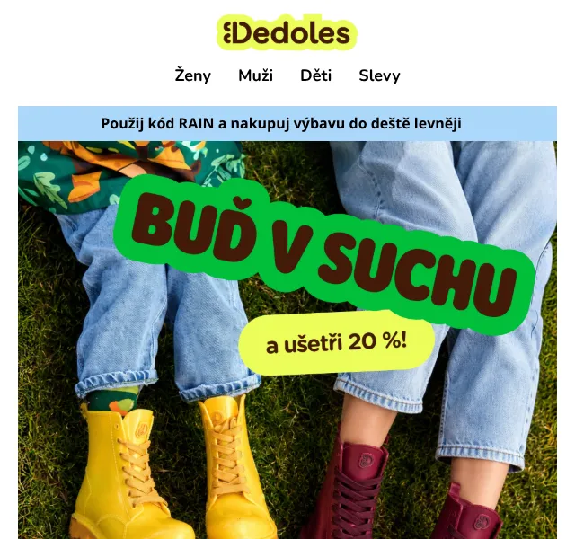Dedoles.cz: 20 % sleva s kódem RAIN – říjen 2026