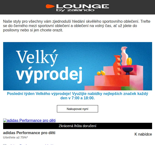 Lounge by Zalando: adidas sleva až 80 % – červen 2026 | Nuslet.cz