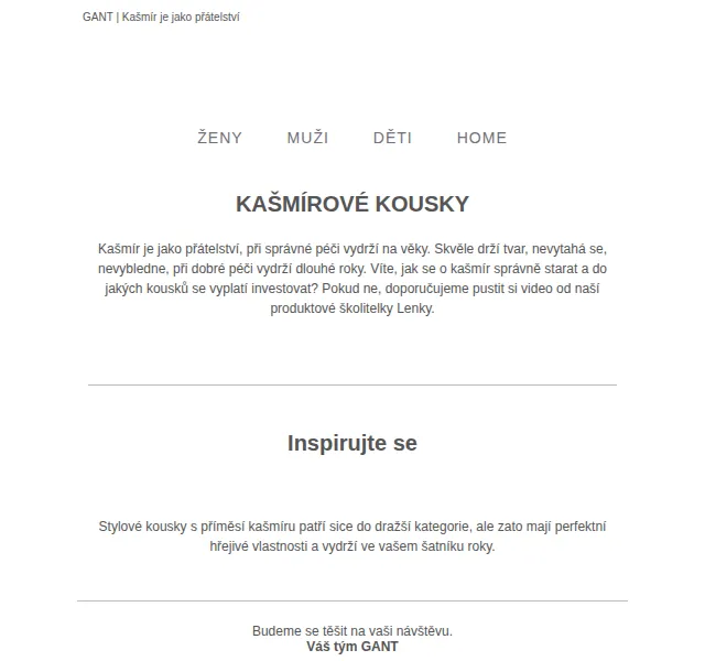 GANT Kašmírové kousky – inspirace a péče – červen 2026 | Nuslet.cz