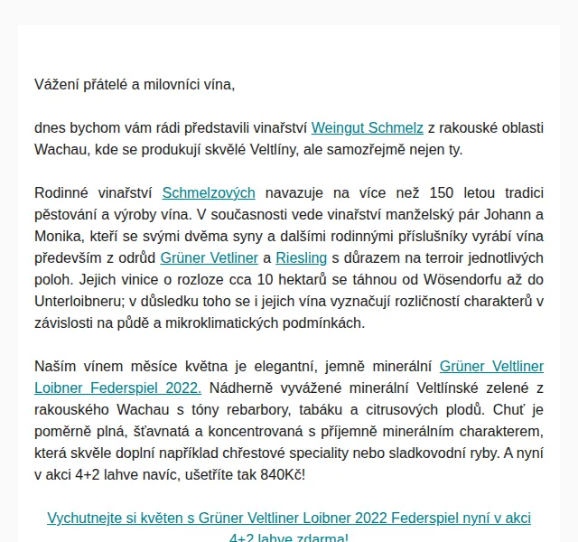 Premier Wines & Spirits: Grüner Veltliner Federspiel 4+2 – červenec 2026 | Nuslet.cz