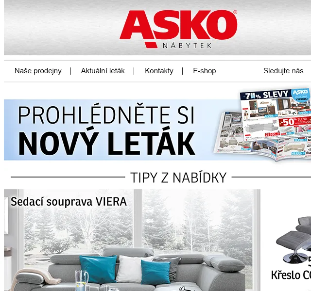 Asko Nábytek: Prosincový leták s akcemi – červen 2026 | Nuslet.cz