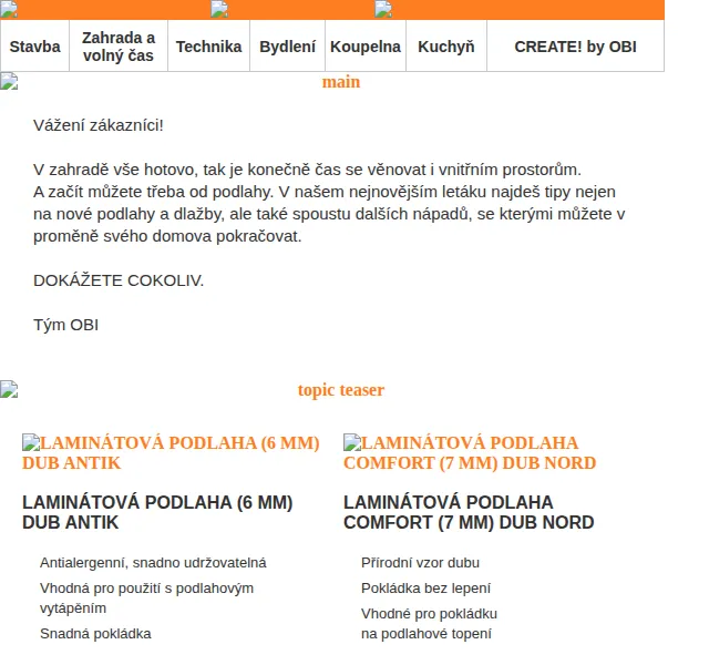 OBI Novinky: Laminátová podlaha od 159 Kč/m² – červenec 2022 | Nuslet.cz