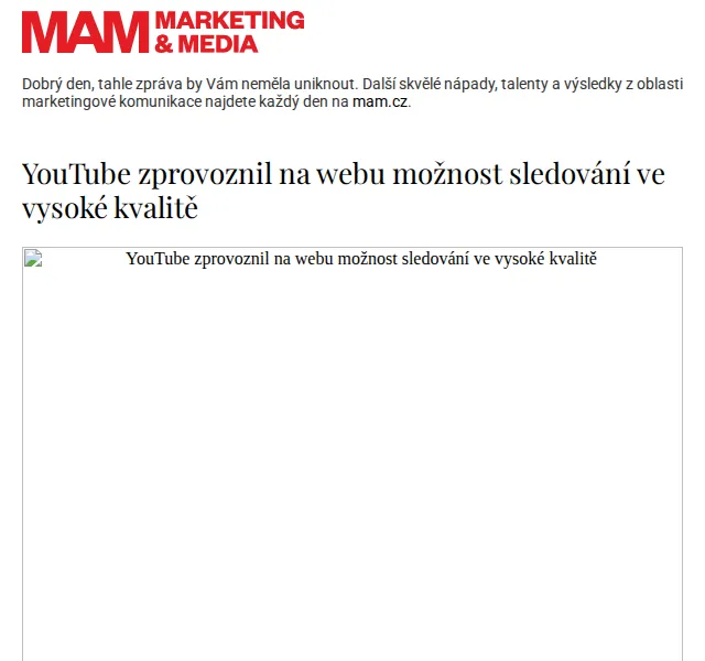 Marketing & Media: YouTube vysoká kvalita videa na webu – červenec 2026 | Nuslet.cz