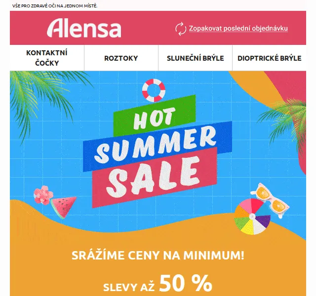 Alensa: Letní výprodej čoček a brýlí se slevou až 50 % – červen 2026 | Nuslet.cz