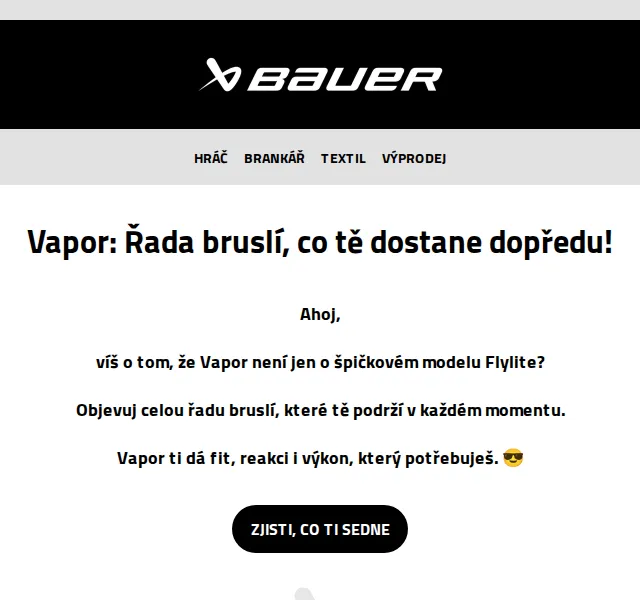 Bauer Hockey Česko: Nové modely bruslí Vapor – červenec 2026 | Nuslet.cz