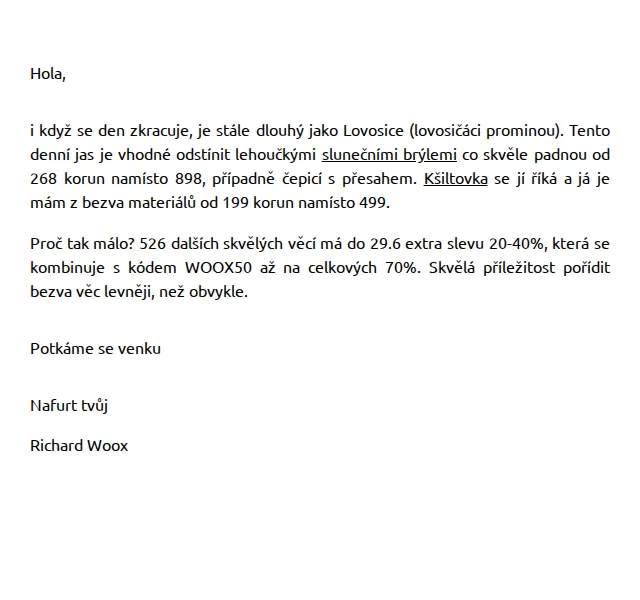 Richard Woox: Letní slevy až 70 % – červenec 2026 | Nuslet.cz