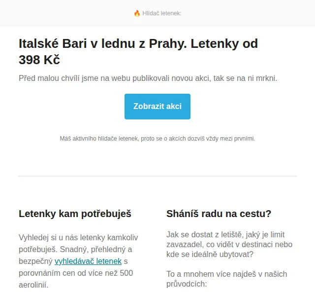 Cestujlevne.com: Letenky do Bari od 398 Kč – leden 2026 | Nuslet.cz