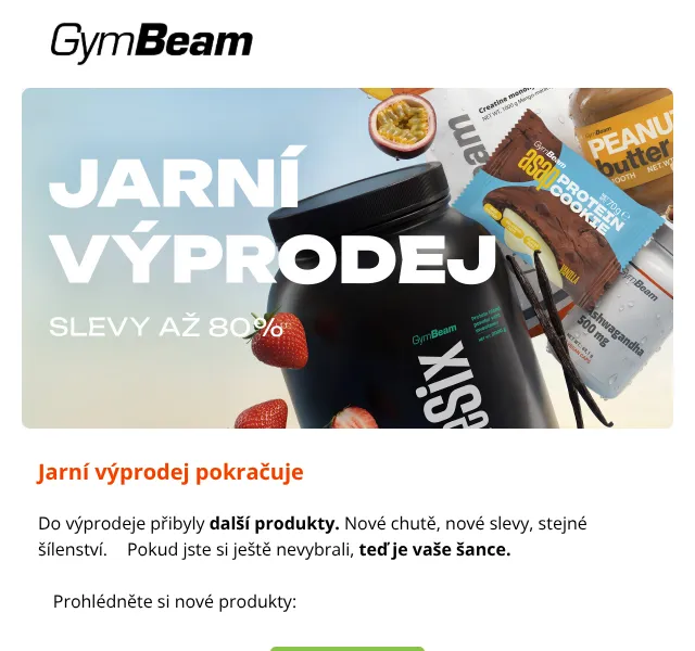 GymBeam: Jarní výprodej až 80 % – duben 2026 | Nuslet