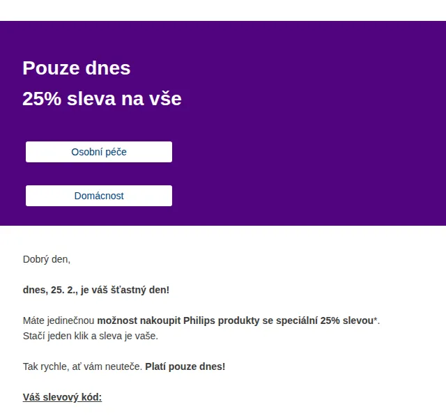 Philips: 25% sleva na vše – červenec 2026 | Nuslet.cz