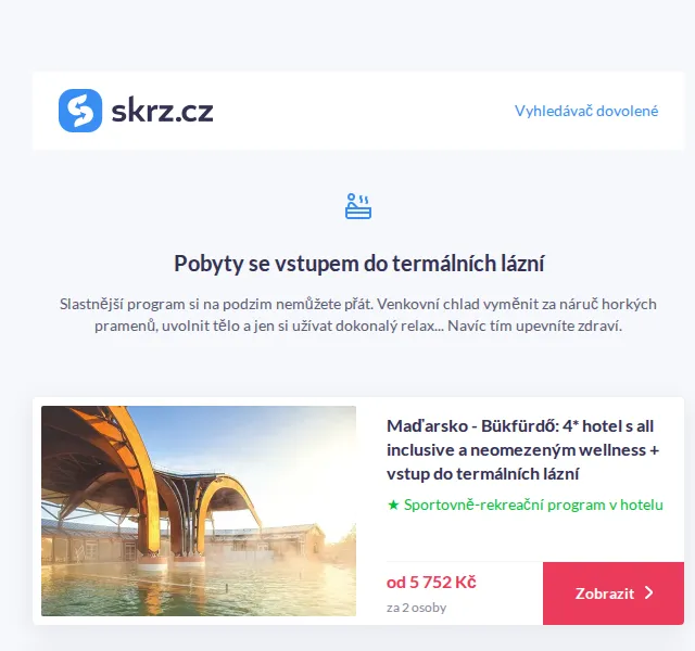Skrz: pobyty v termálních lázních s all inclusive – červenec 2026 | Nuslet.cz