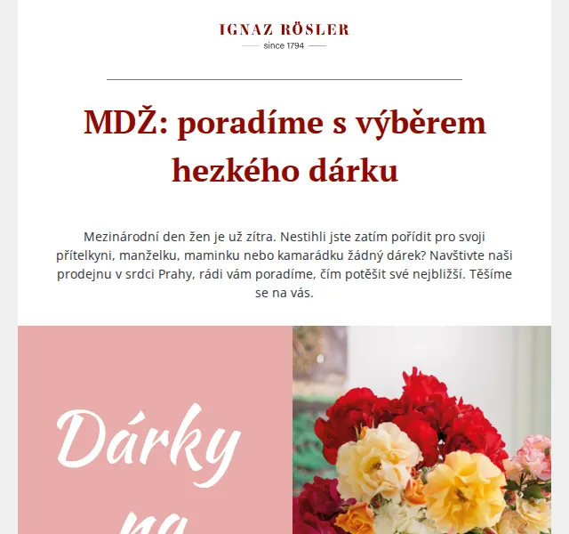 Ignazrosler.cz: dárky k MDŽ – červen 2026 | Nuslet.cz