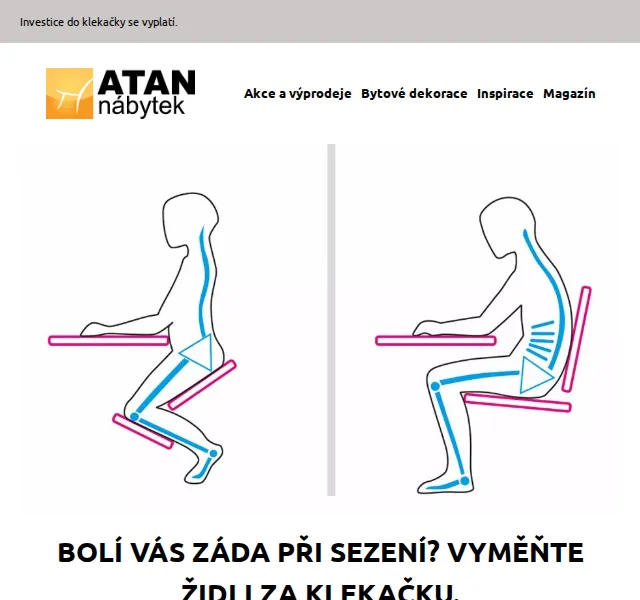 ATAN nábytek: Klekačky TEMPO, RUFUS, RENAR, GROCO – červen 2026 | Nuslet.cz