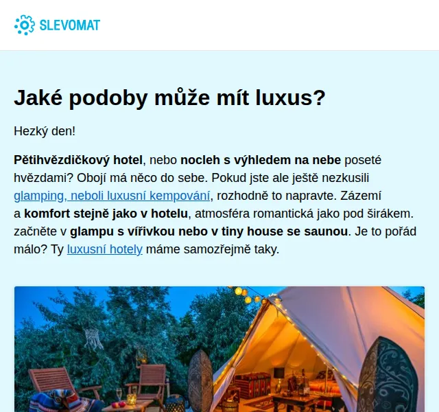 Slevomat: Glamping s vířivkou od 2 990 Kč – září 2026 | Nuslet.cz