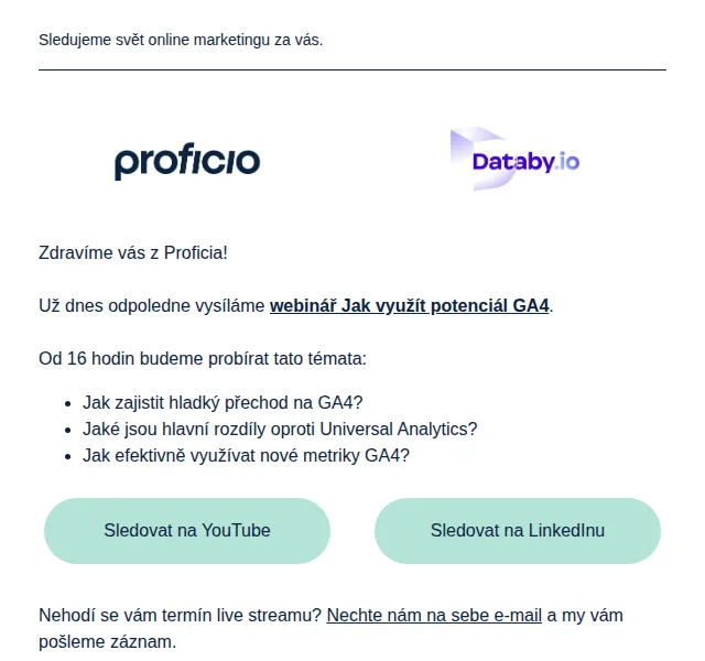 PROFICIO tým: Webinář GA4 zdarma – červenec 2026 | Nuslet.cz