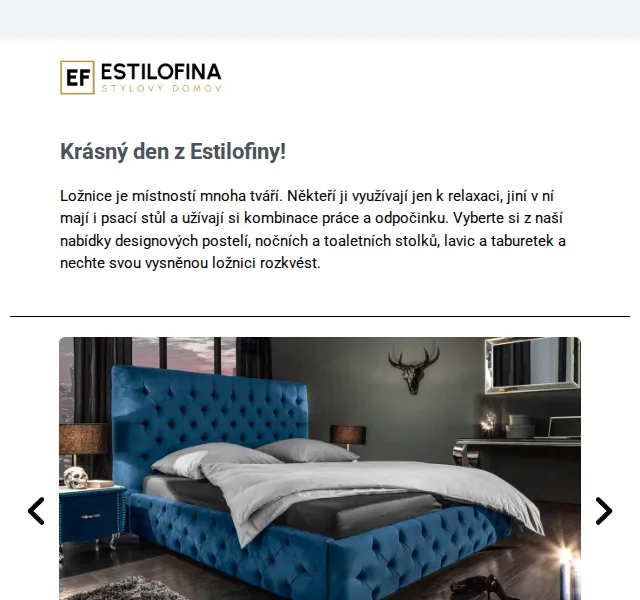 Estilofina-nabytek.cz: Designové postele a lampy – červenec 2026 | Nuslet.cz