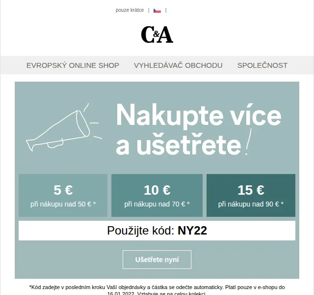 C&A: ušetřete 5 €, 10 € nebo 15 € – červen 2026 | Nuslet.cz