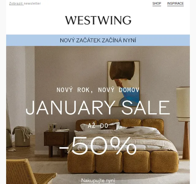 Westwing: Až 50% sleva na nábytek a dekorace – duben 2026