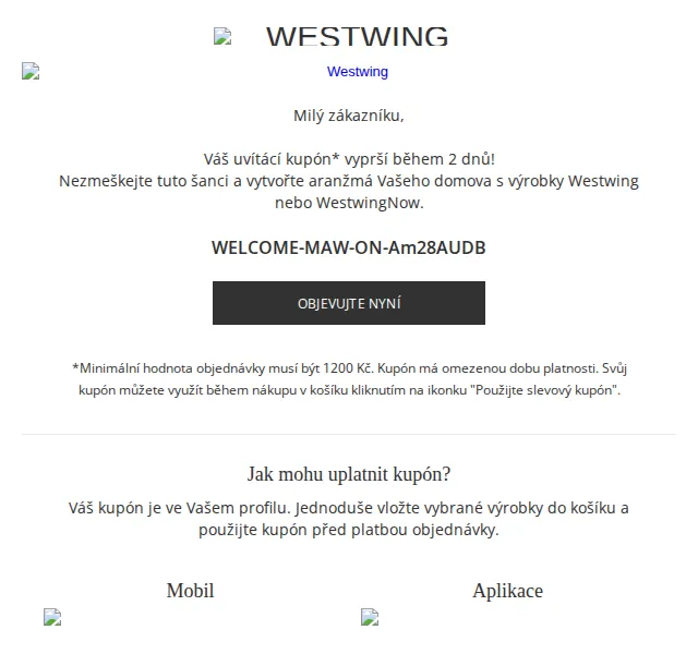 Westwing: uvítací kupón 300 Kč – červen 2026 | Nuslet.cz