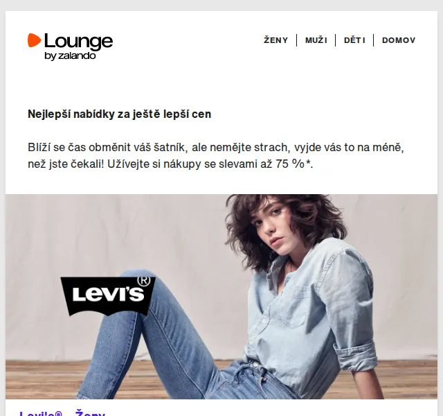 Lounge by Zalando: Levi's, Jordan a Dr. Martens se slevou 80 % – červenec 2026 | Nuslet.cz
