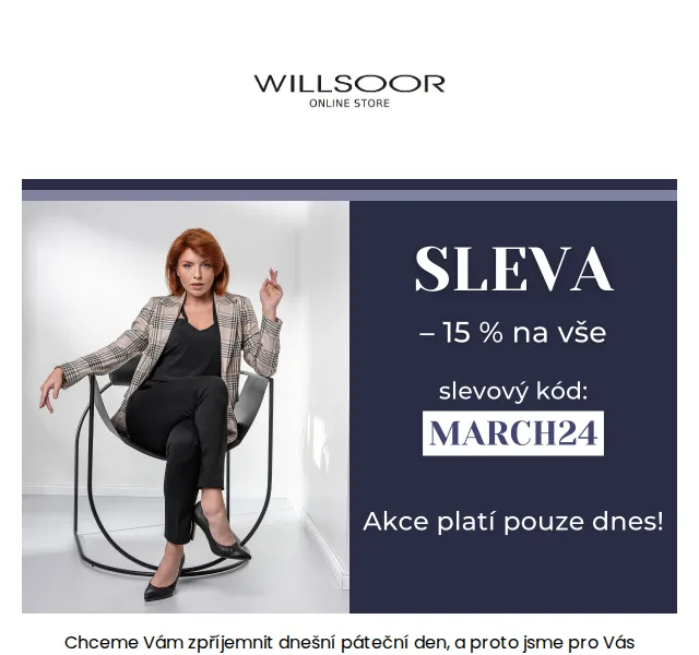 Košile Willsoor: 15% sleva na vše – červenec 2026 | Nuslet.cz