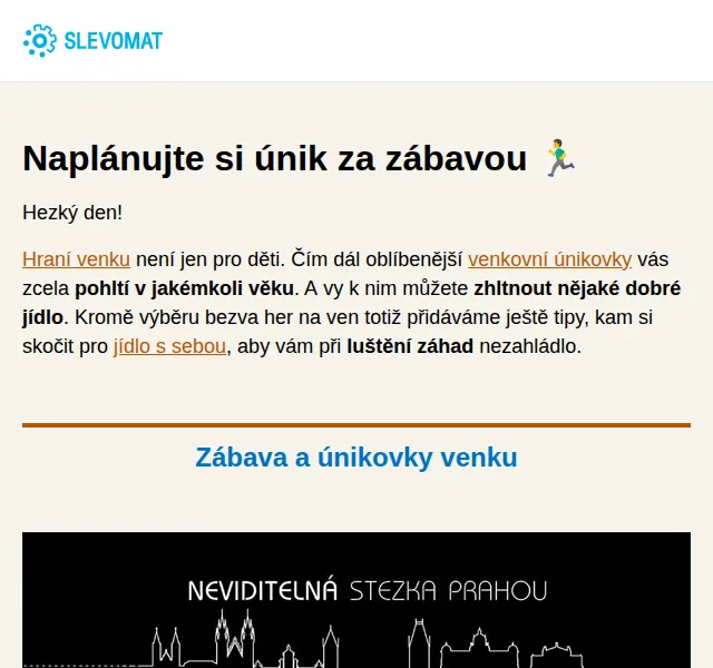 Slevomat: venkovní únikovky od 49 Kč – červenec 2026 | Nuslet.cz