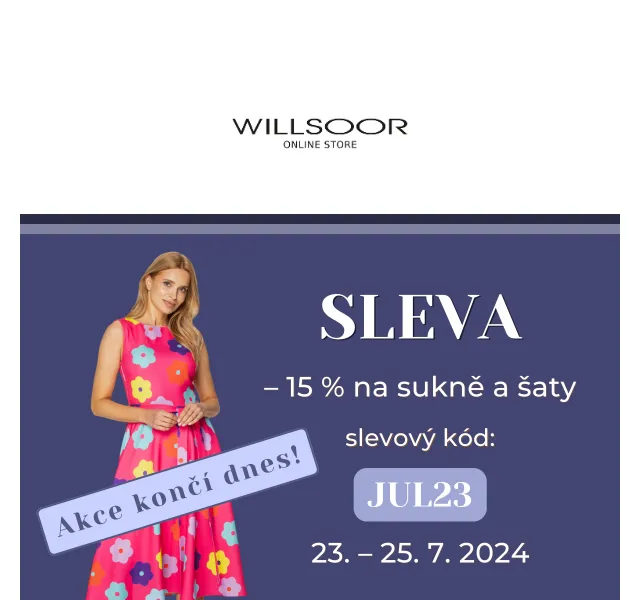 Košile Willsoor: 15% sleva na šaty a sukně – červenec 2026 | Nuslet.cz