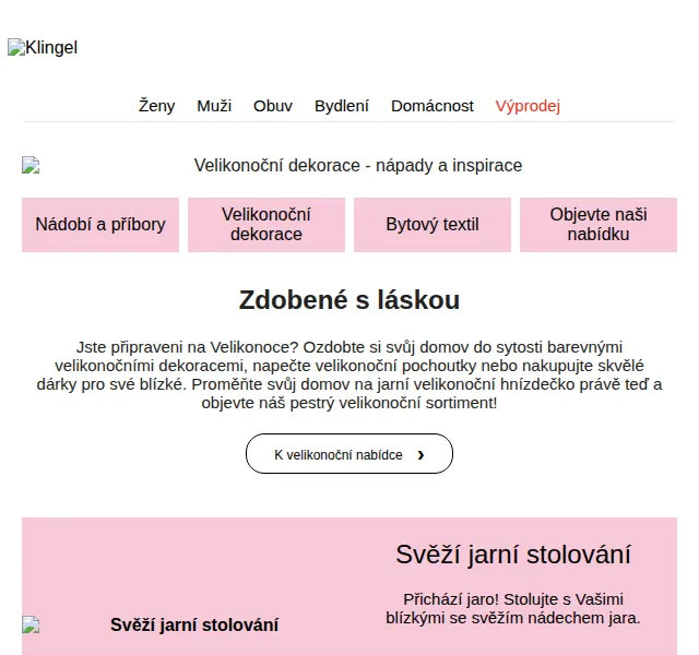 KLiNGEL: Velikonoční dekorace a stolování – červen 2026 | Nuslet.cz