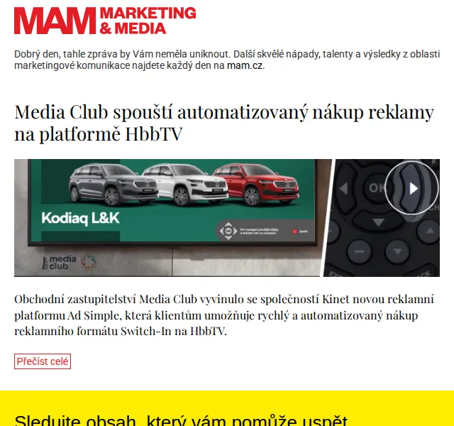 Marketing & Media: Switch-In reklama na HbbTV – červenec 2026 | Nuslet.cz