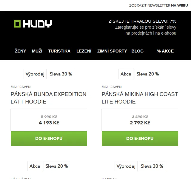Hudy: Sleva až 30 % na Fjällräven – červen 2026 | Nuslet.cz